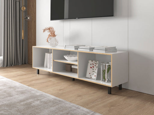 Mesa Para Tv Tunez, Blanco y Café Claro, Para Televisor Hasta 70 Pulgadas